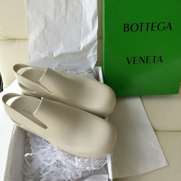NEW BOTTEGA VENETA PUDDLE SANDALS SLINGBACK RUBBER Sea Salt Beige White 39 US 9 - Picture 7 of 9